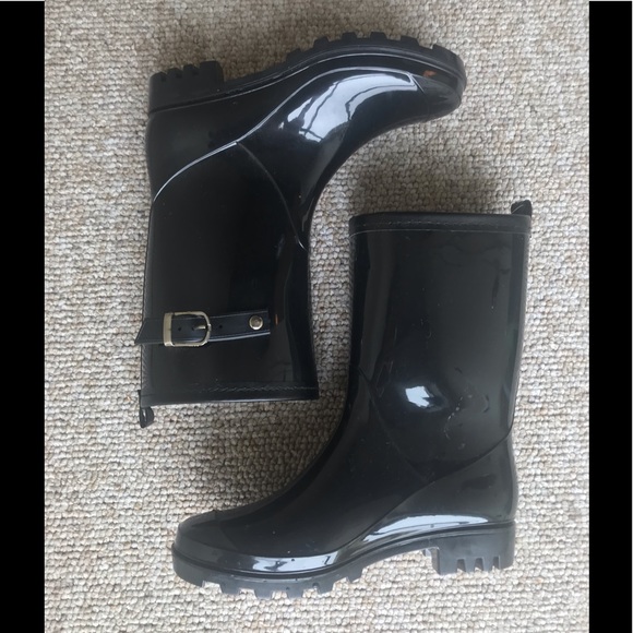 NWT black rain boots size 6 - Picture 1 of 5